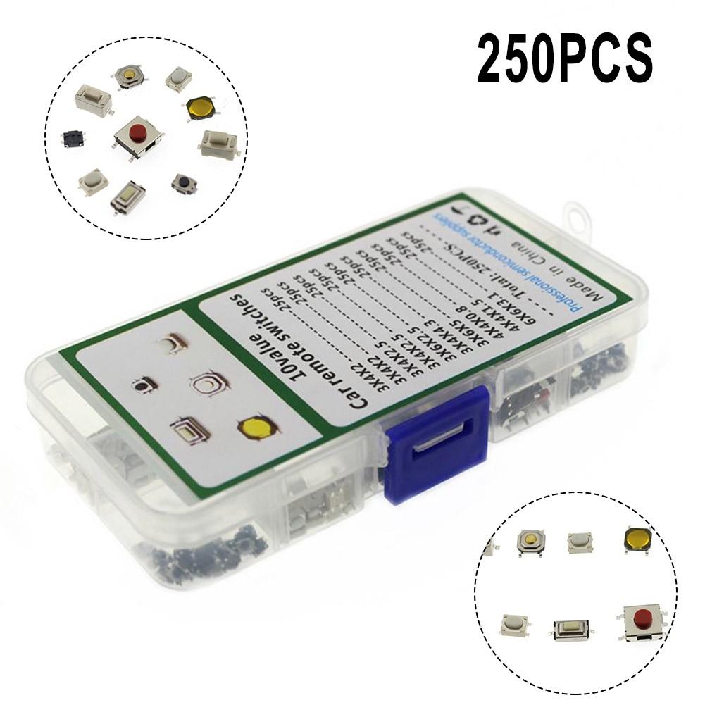 

250PCS Тактильний кнопковий перемикач Миттєвий такт для SMD 10Value Kit