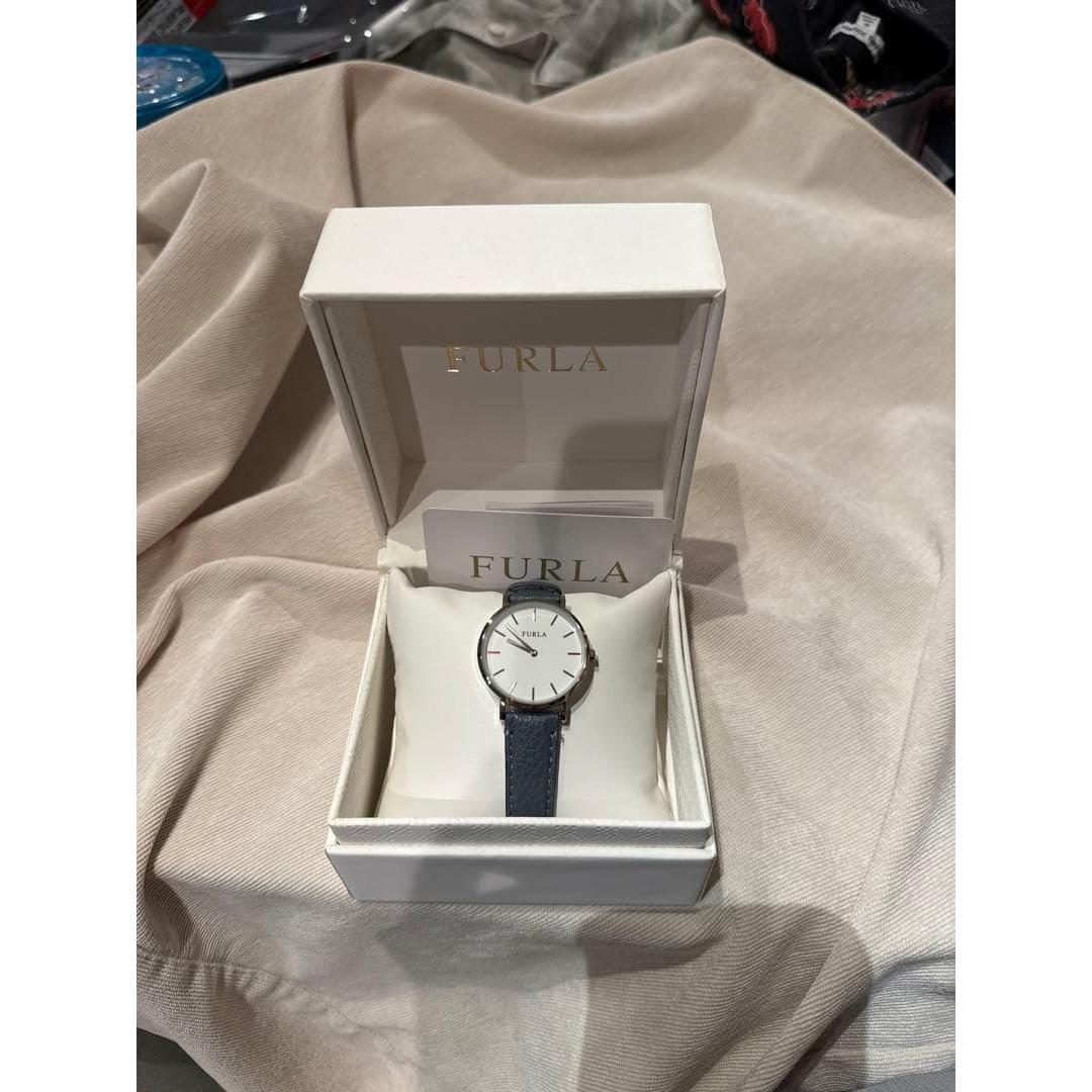 Used FURLA Analog Clock White/Sky Blue