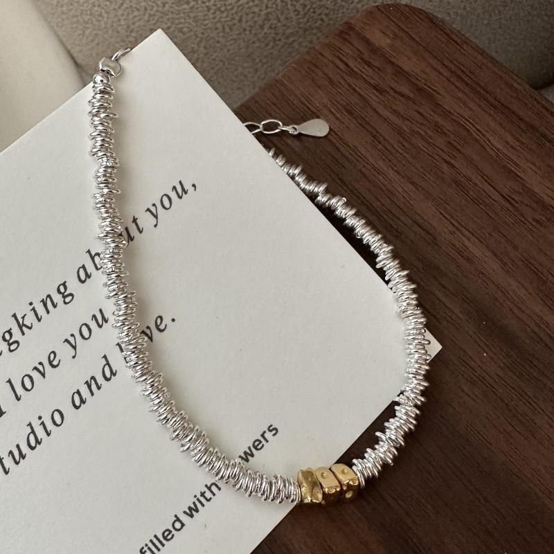 Handmade Korean Design 925 Sterling Silver Circle Beads Beaded Bracelet for Women
