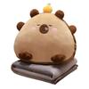Stuffed Capybara Cartoon Hand Warmer Air Conditioning Blanket Office Backrest  Bedside