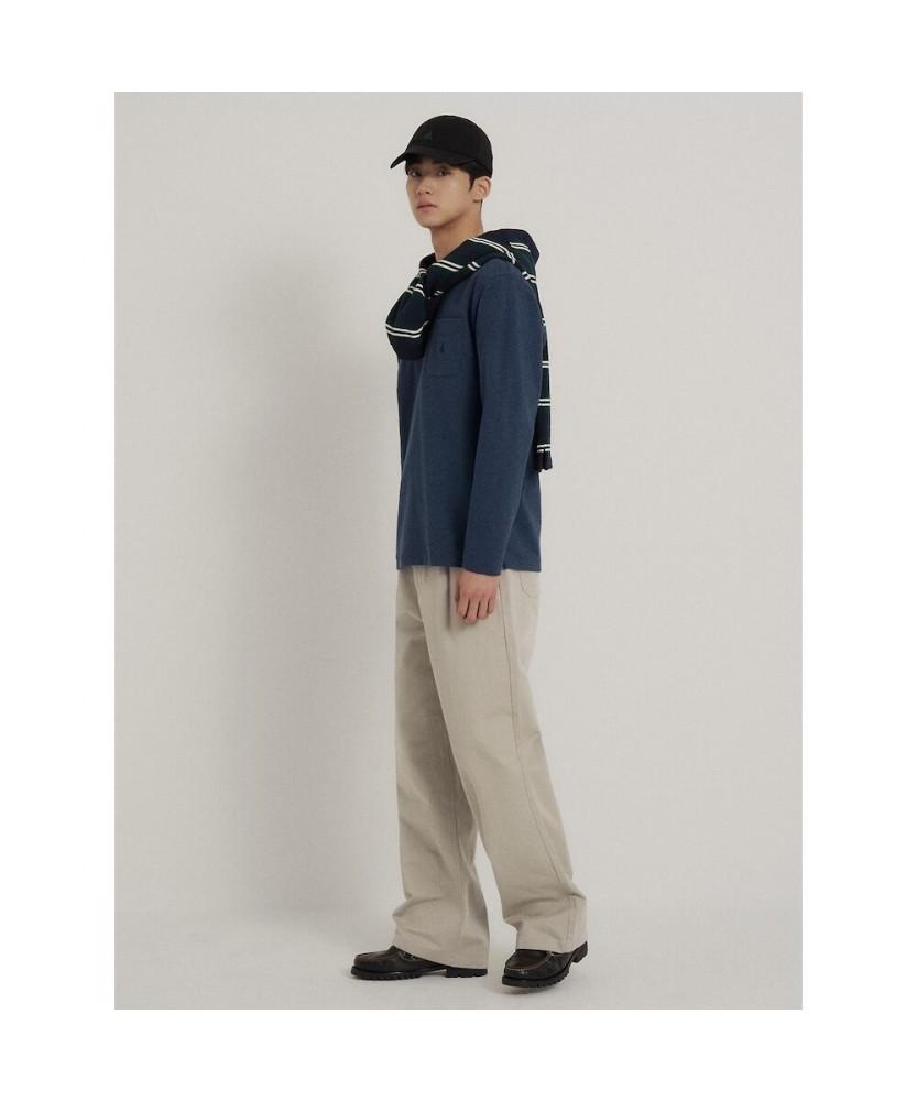 Binpolmen Melange Pocket Logo T-Shirt Navy