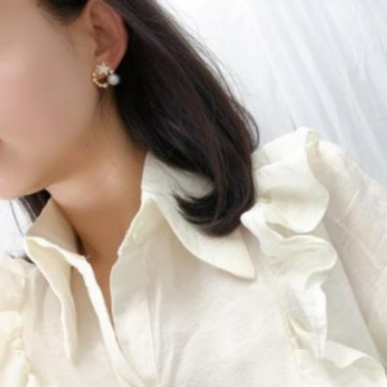 Exquisite Star Garland Pearl Earrings: Gold-Plated Copper with Bead Inlay - Sweet Goddess Style