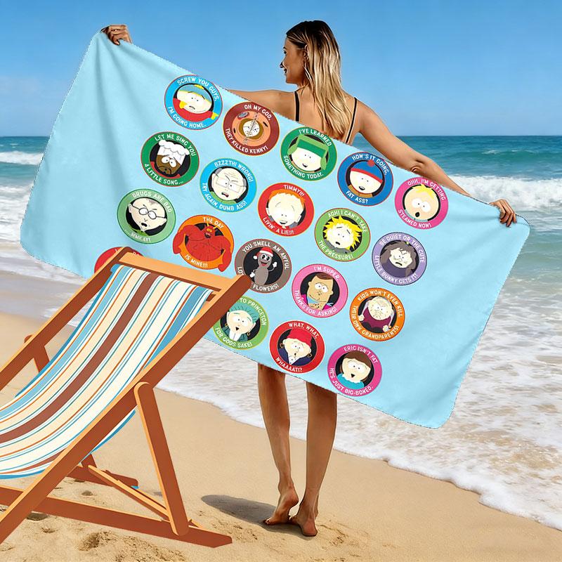 South Park Print Beach Towel, Large Soft Quick Dry Towel for Beach Camping Swimming