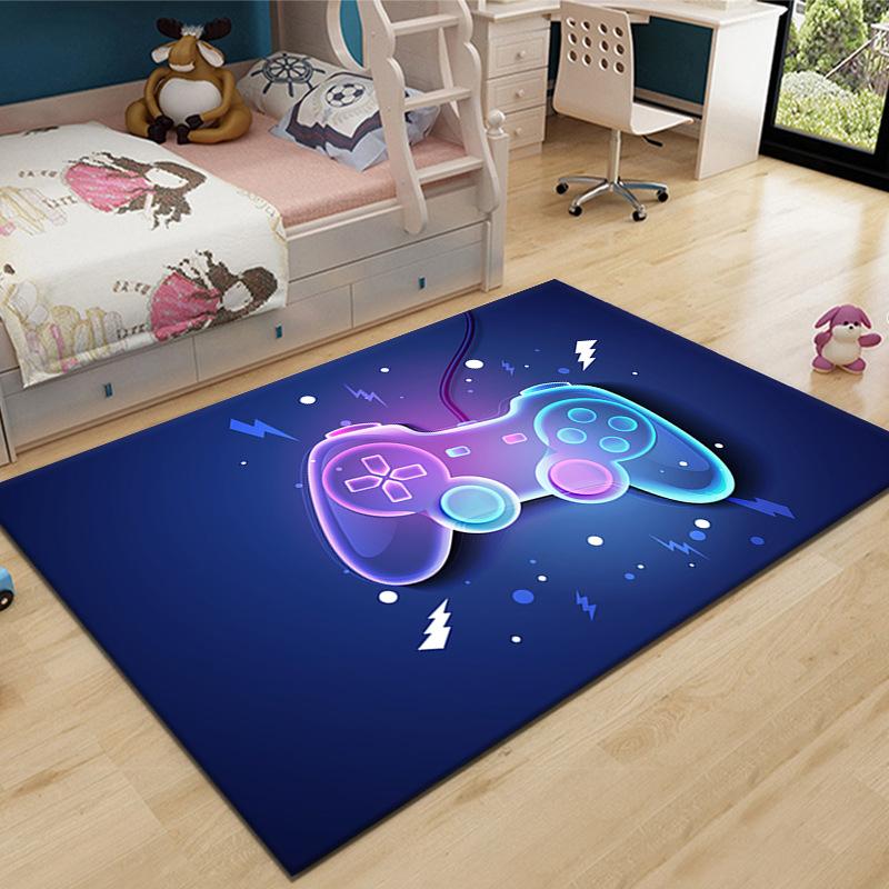 3D Gaming Rug Large Area Carpet for E-sports Room Boys Bedroom Decor Cartoon Gamepad Design Soft Floor Mat