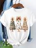 (Asian Size) tree cute style T Shirt Print Fashion Merry Christmas Women's Top Short Sleeve T-shirts O-neck Casual New Year Clothing Graphic Tee