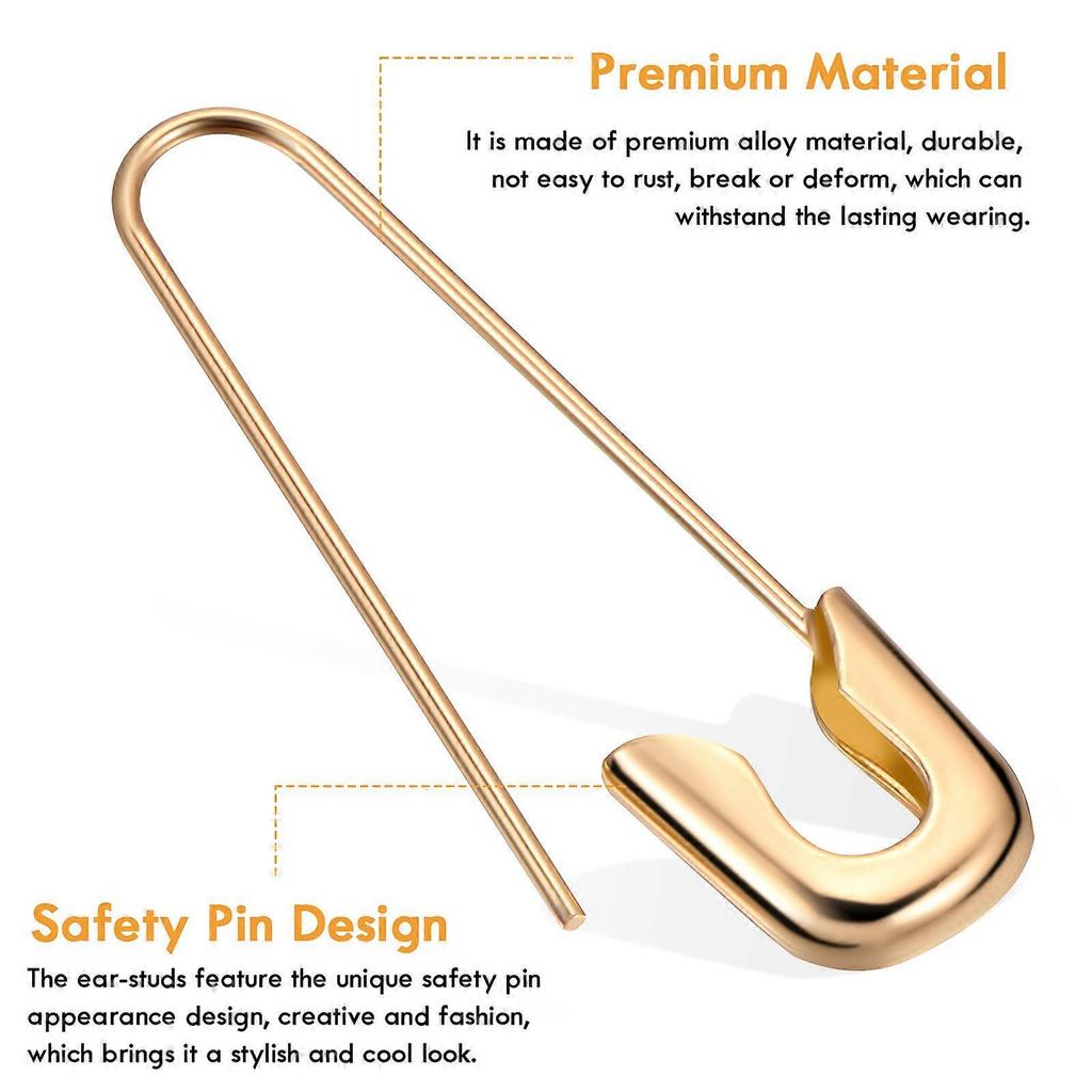 2Pairs Safety Pin Earrings for Decor Assorted Color Alloy Design