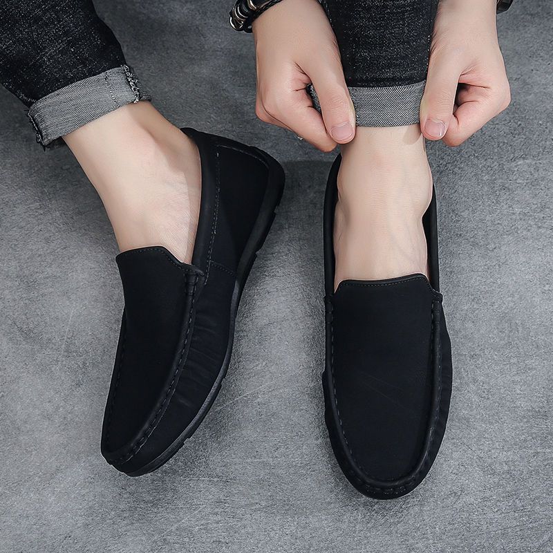 Slip-on Leather Shoes for Men Black Soft Plain Pu Cowhide Classic Original High Quality In Promotion New Man Casual Shoe