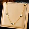 Gold Black White Heart Jewelry Set Necklace Bracelet Earrings for Women