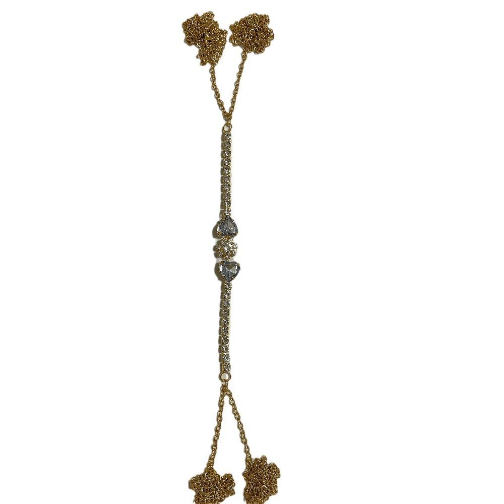 Europäische Und Amerikanische Neue Mode Doppel-Liebesform Brustkette Nachtclub Schmuck Voll Mit Diamanten Sexy Strass Körperkette Körperkette