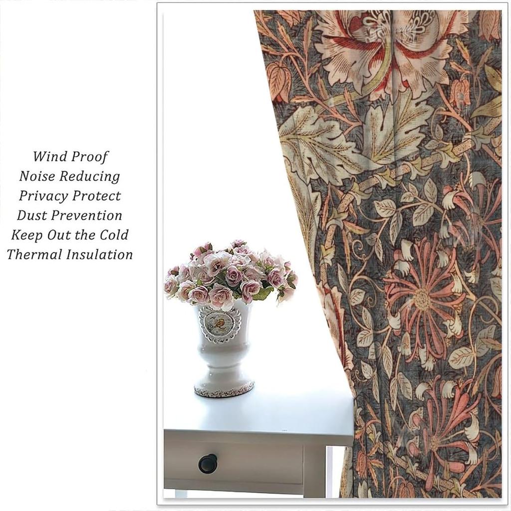 Tende Floreali Vintage Ycness William Morris Stile Pittorico Floreale Finestre della Stanza Tende per Camera da Letto Soggiorno Tenda Poliestere Perfette Per