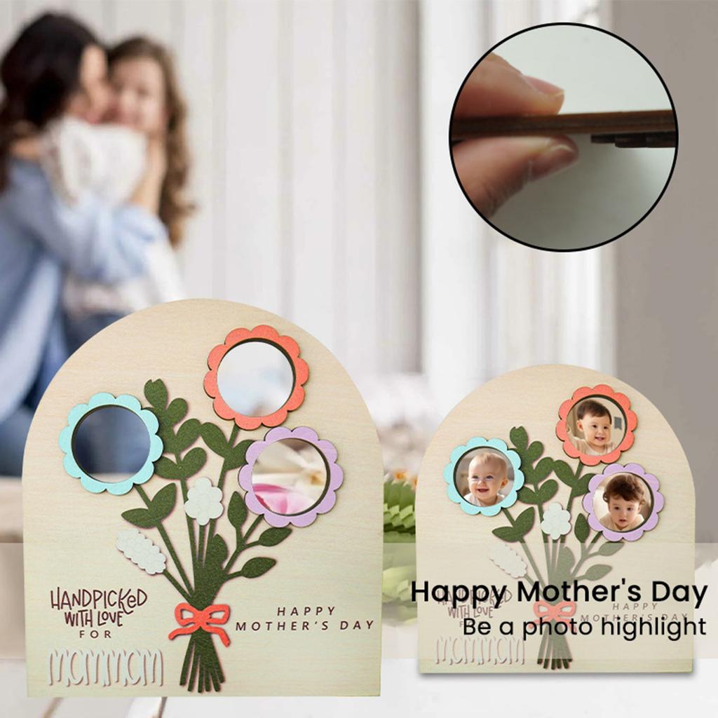 Creative Cute Wooden Gift For Mother's Day Mother's Day Bouquet Photo Label