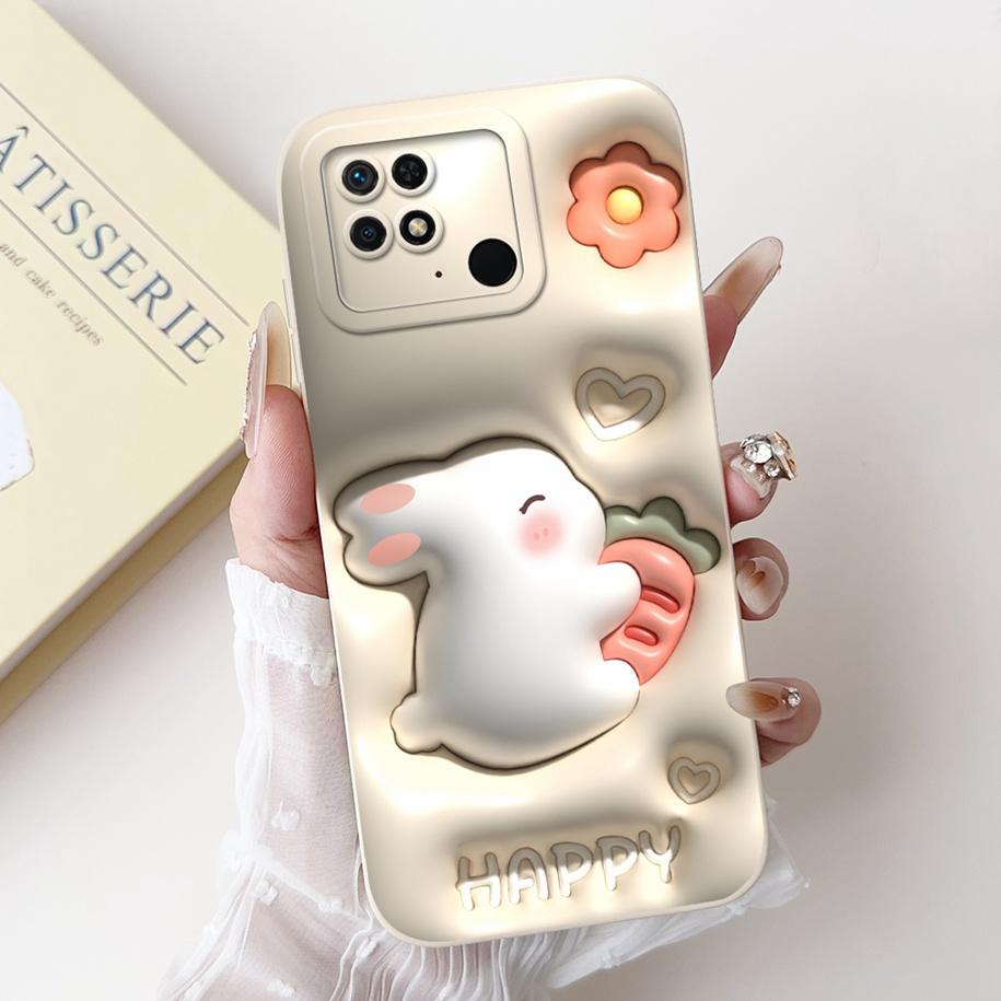 For Xiaomi Redmi 10C Case Cute Panda Rabbit Cartoon Matte Back Cover For Xiaomi Redmi 10 Power Shockproof Bumper Redmi10C Fundas