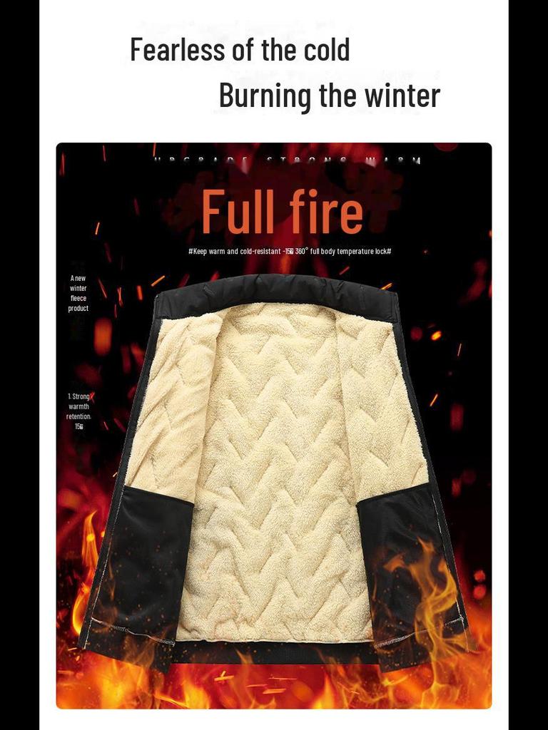 Herren Winter Kurze Lammfell Baumwolljacke - Winddicht, Warm Business Casual Mantel