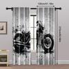 2pcs   Window Curtain 2D Print Modern Painted Black and White Brick Wall Motorcycle Graffiti Polyester Easy Install (without Rod)