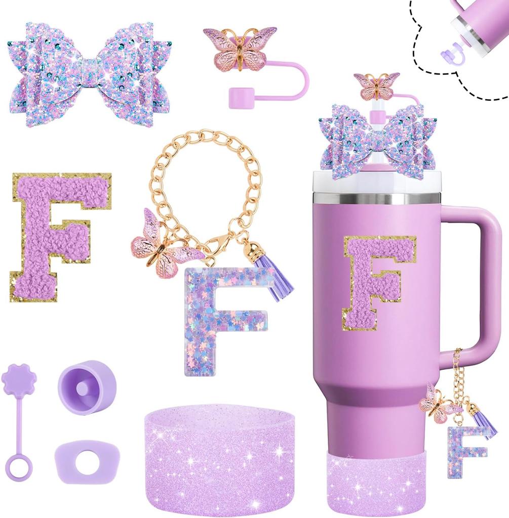 8pcs Cup Accessories Set for Stanley Cup 30oz 40oz Tumbler Straw Topper Cover, Boot, Spill Proof Stoppers, Handle Charms Sticker