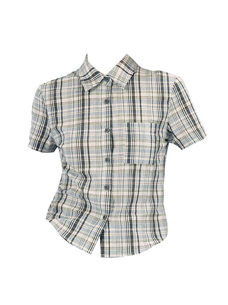 

Летние поло с вырезом в винтажном стиле, клетчатые блузки, женские весенние укороченные топы, элегантные корейские классические рубашки в консервативном стиле, модный дизайн, повседневные XL зелёный