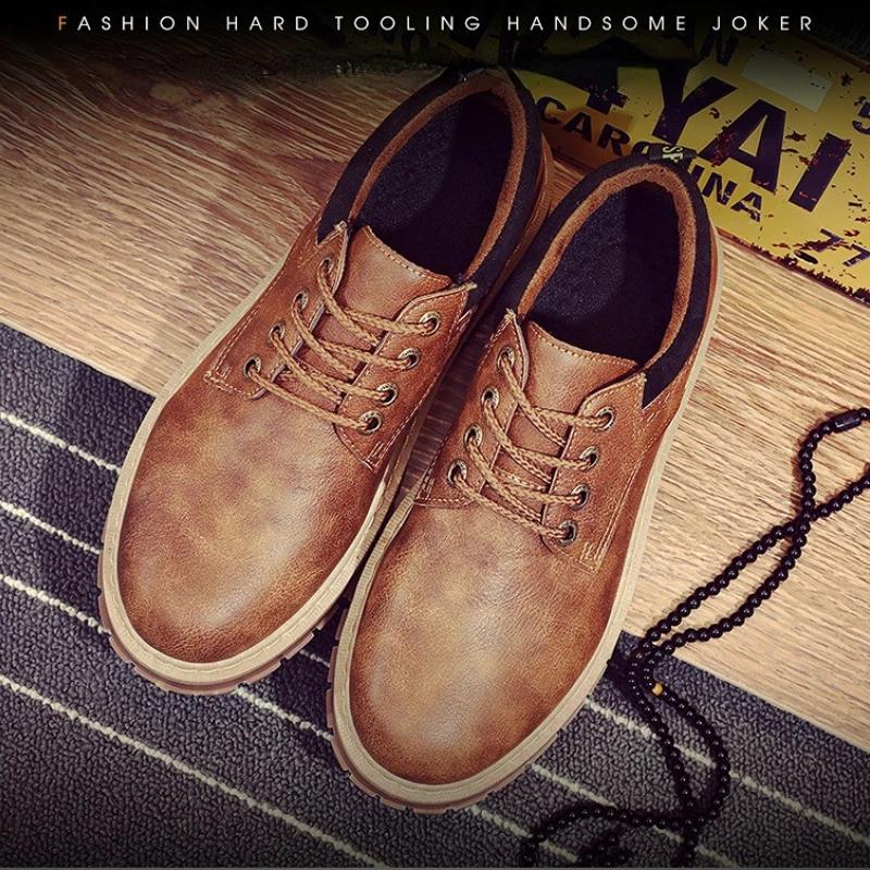 Fashion British Men Shoe Autumn Work Wear Casual Short Boots Round Toe Leather Shoes for Men Plus Size 46 Zapatos De Hombre