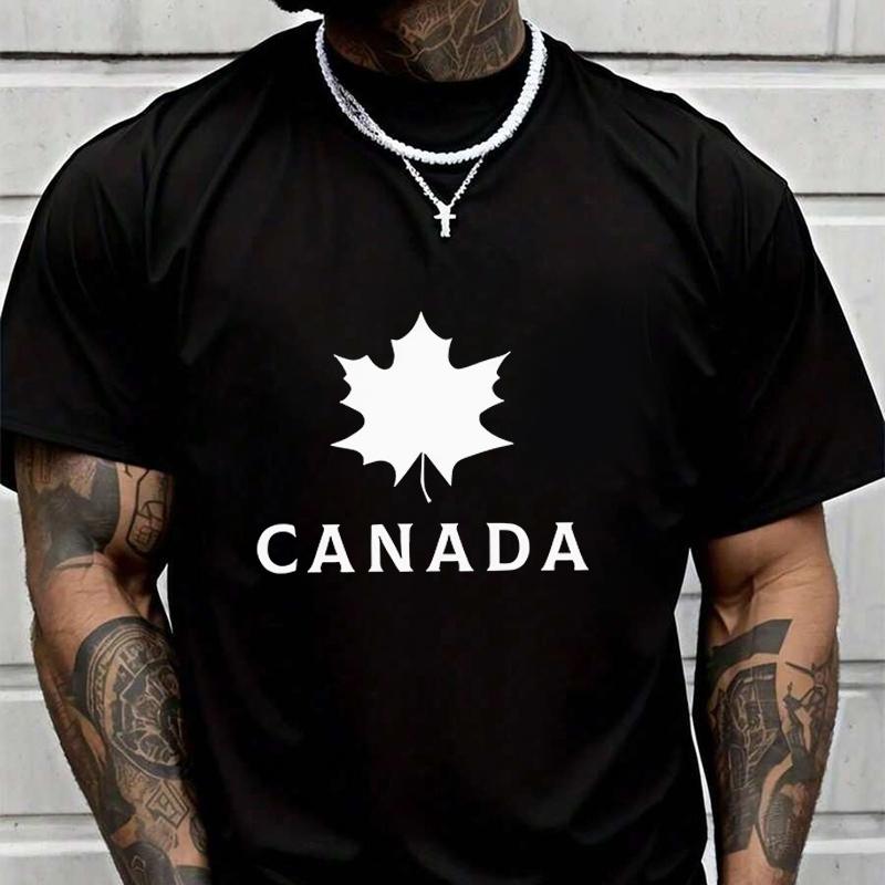Canada Maple Leaf Men's Casual Tshirts For Summer Short Sleeve Comfortable Tops