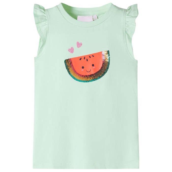 T-shirt enfants manches à volants vert tendre 92/104/116/128/140