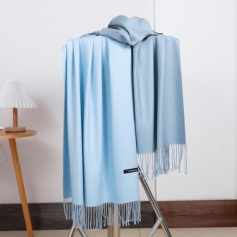 Double-sided Two-color Scarf for Women Autumn and Winter High End New Wool Scarf Shawl Imitation Cashmere Scarf