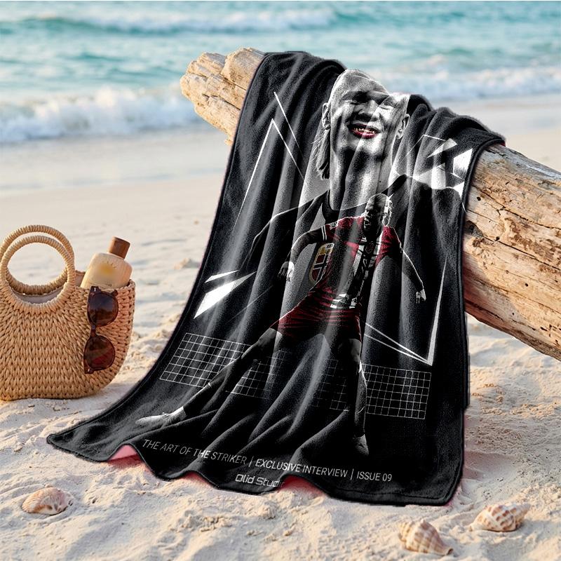 Asciugamano da Spiaggia in Microfibra con Stampa di Erling Haaland Asciugatura Rapida Assorbente Grande Asciugamano per Spiaggia Nuoto Viaggio