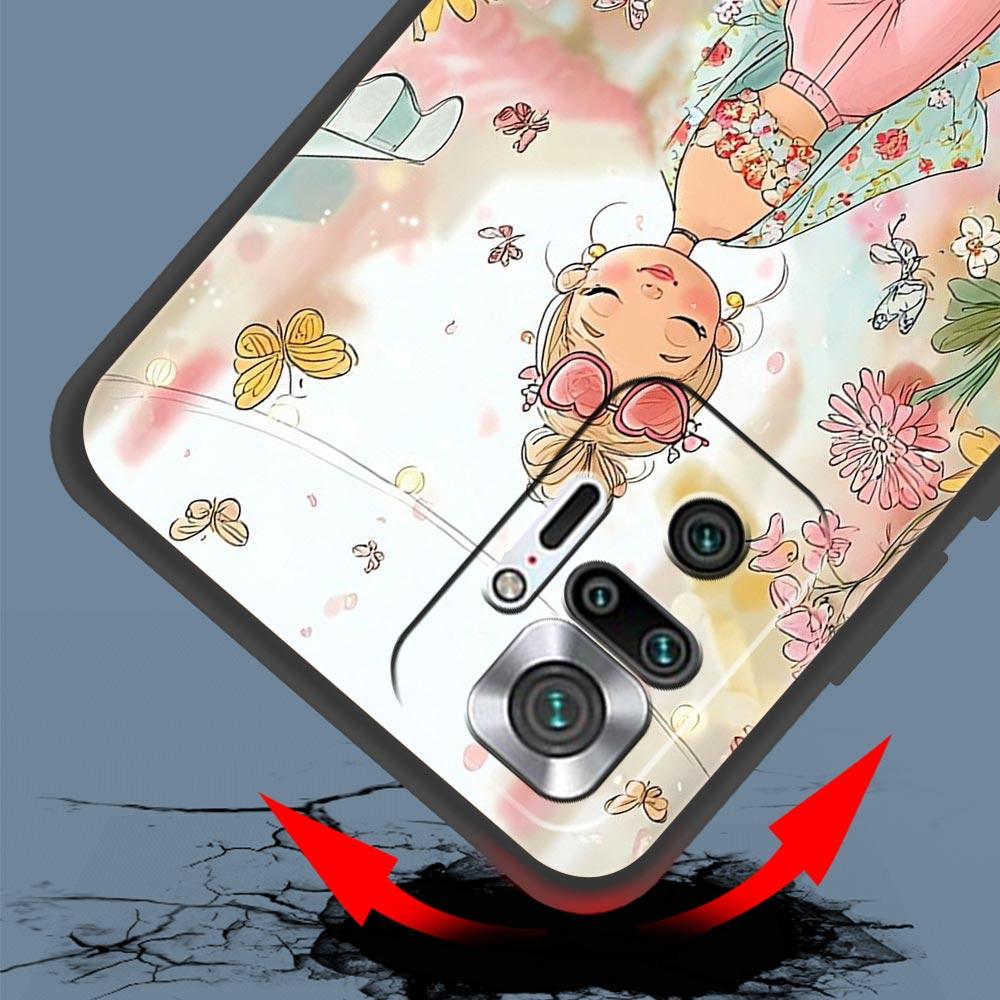 Cartoon Girl Phone Case Cover for Redmi 14C 10C Note 15 14 13 12 10 11 K40 Pro Plus 5G Soft TPU Shockproof Shell Funda Capas Bag