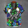 Men's and Women's Summer Shirts Fashion Cool Alien Pattern Printed Short Sleeve Casual Outdoor Men's Clothing Blouse