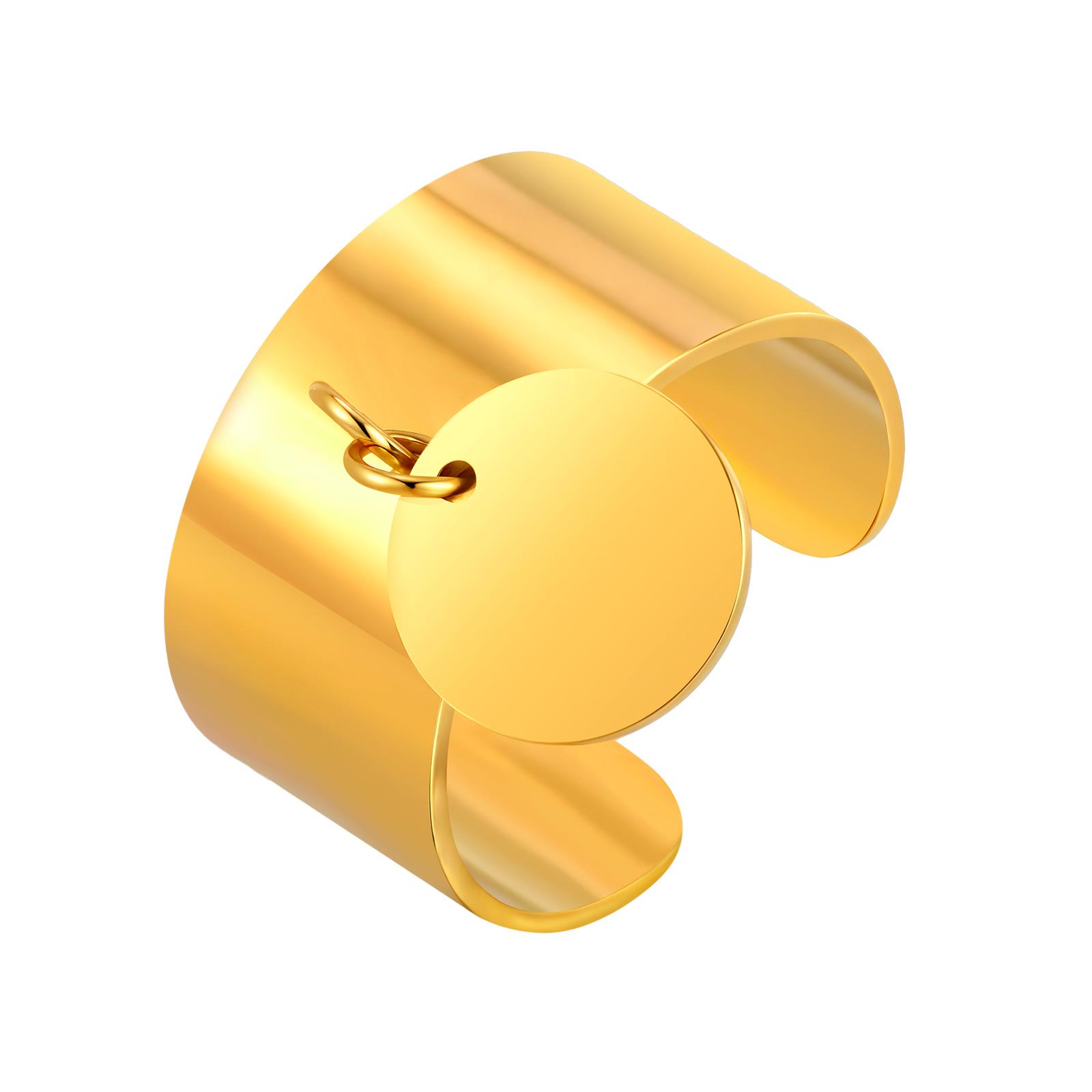 

Round Plate Drop Opening Ring for Women,Gold Color Stainless Steel Waterproof Rings,High Polished Jewelry Gifts