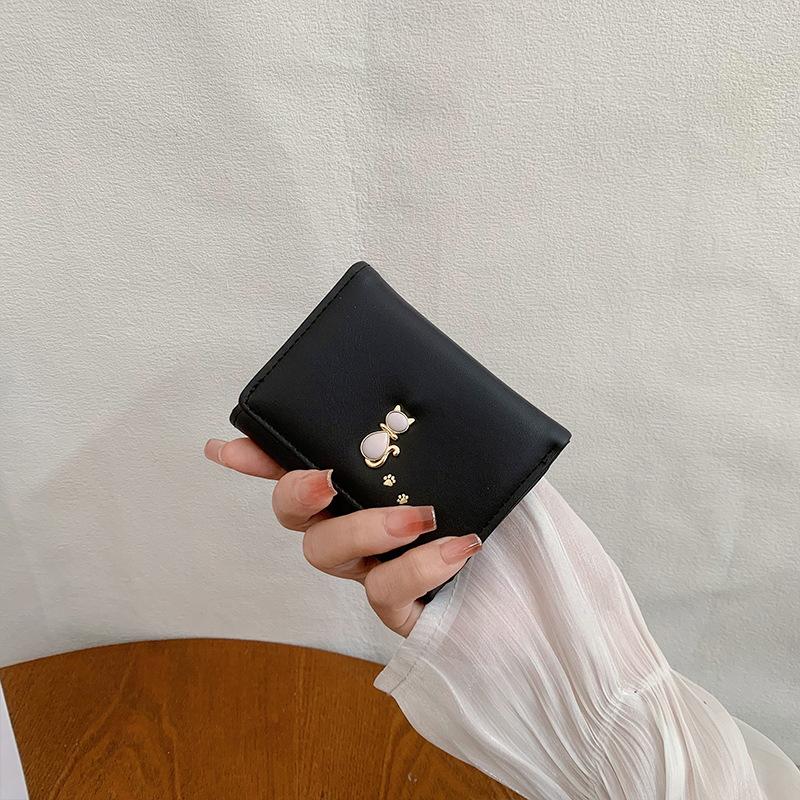 

New women s wallet women s high-end short student women s card bag ins women s wallet small change card чорний