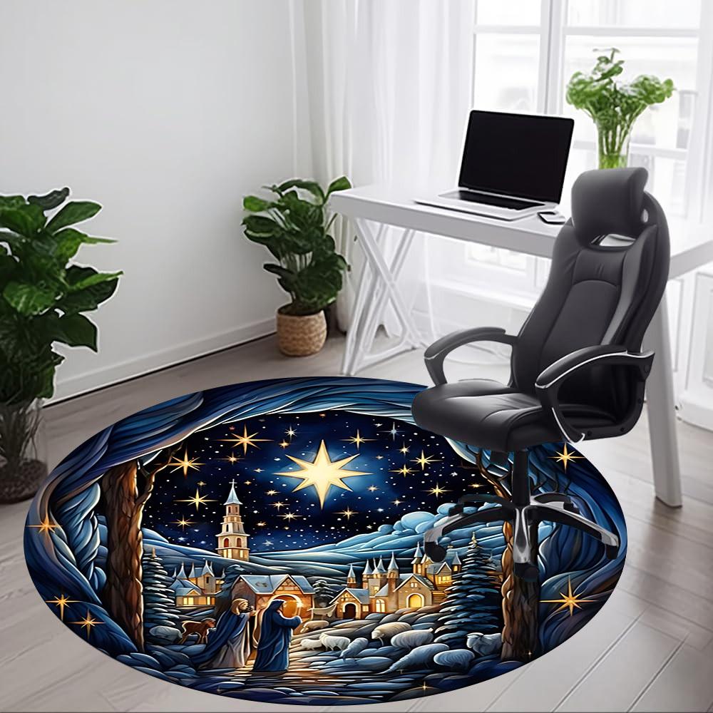 1pc Christmas Scene Chair Carpet for Office, Soft Comfortable Mat For Office, Living Room, Bedroom, Machine Washable Carpet Yy251112035