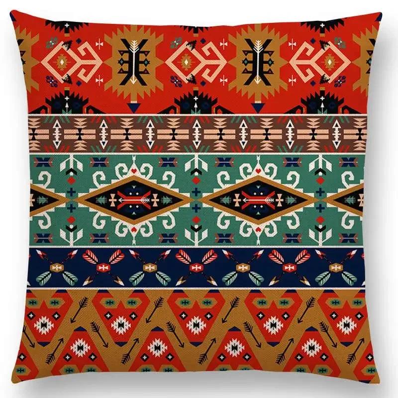 Newest Bohemia Cushion Cover Vintage Pattern Ethnic Striped Navajo Arrow Sofa Throw Pillow Case
