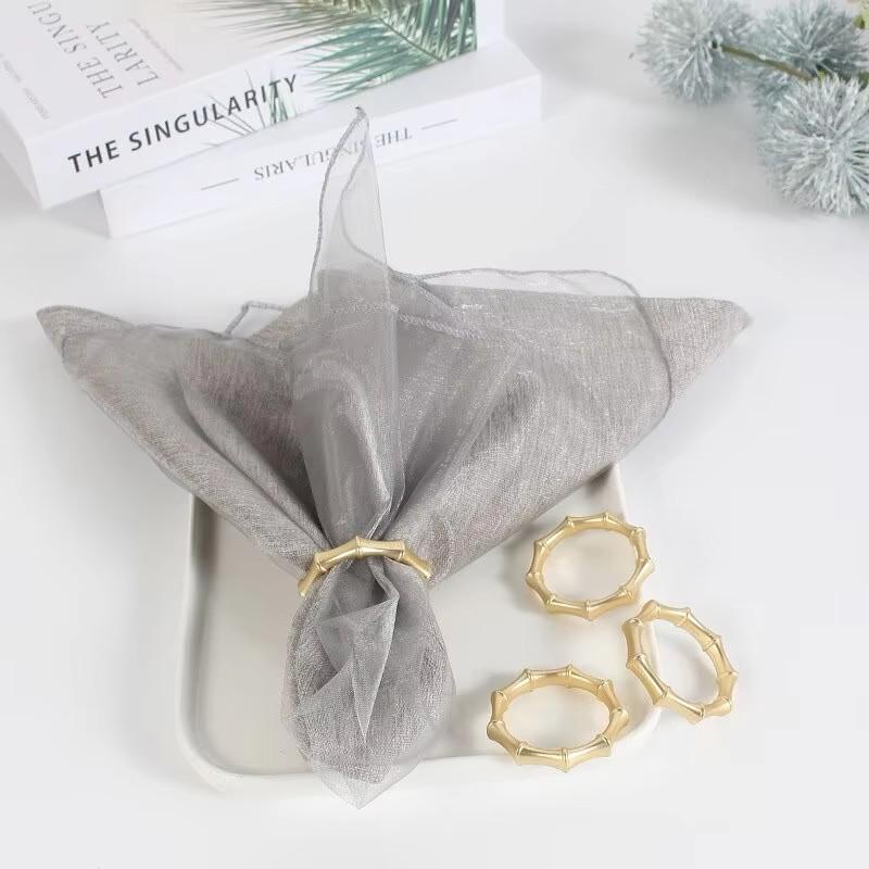 4 Pcs Gold Silver Napkin Holder Table Bamboo Joint Napkin Ring Kitchen Party Supplies Banquet Dinner Serviette Holder