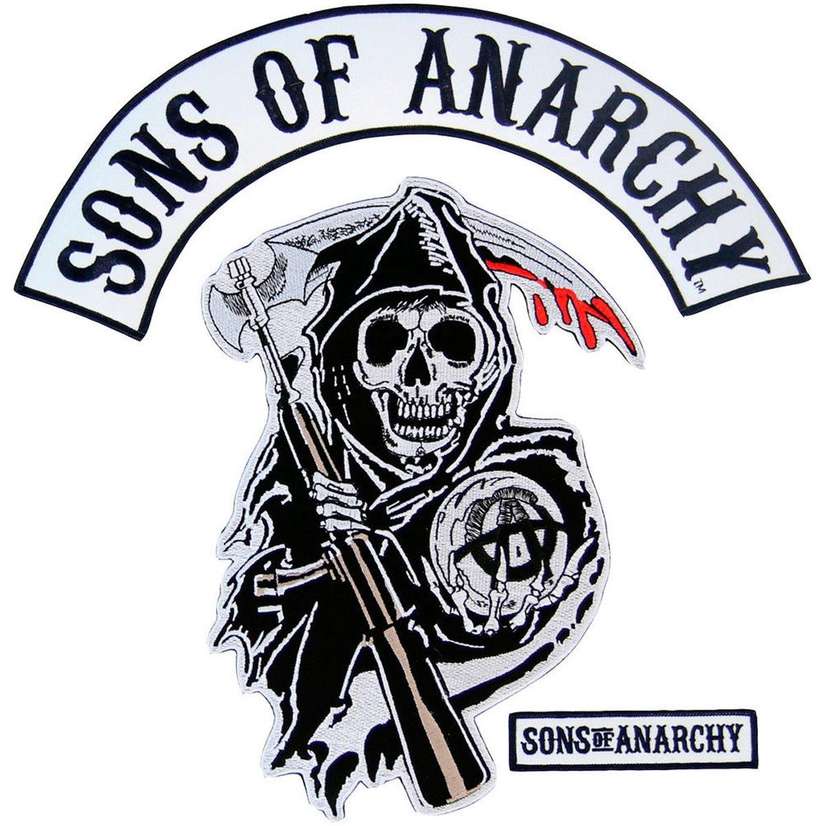 

Набор нашивок с логотипом SOA Text and Arched Reaper, мужской набор нашивок с вышитым логотипом (Мужской) [Элемент]