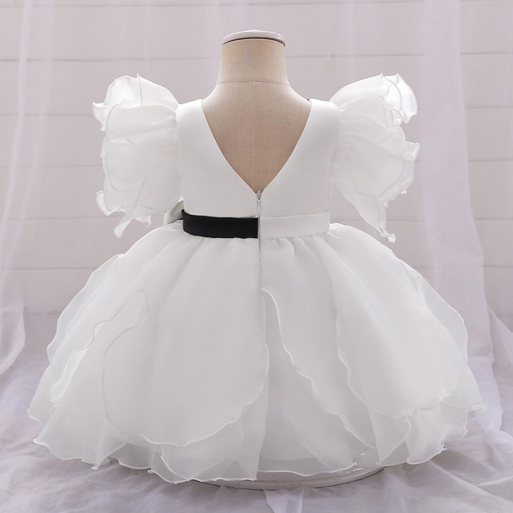 Vestido de Navidad para niñas de 0 a 24 meses, disfraz elegante para niños, vestidos de fiesta de princesa, vestido de encaje de media manga para boda y graduación