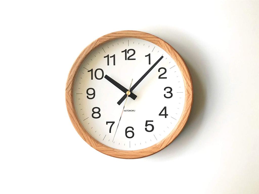 KATOMOKU Muku Clock 16 Oak Wall Clock Continuous Second Hand Radio km-108OA 220mm (SKP Clock)