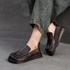 Fashion 2.5CM Square Toe Flats Shoes For Women Loafers Casual Flat Heel Soft Soles Luxury Genuine Leather Elegant Platform Lazy Shoes