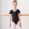 Short Sleeve Gymnastics Costume Elastic Ballet Dress Dance Wear Dance Bodysuit  for Toddler Kids
