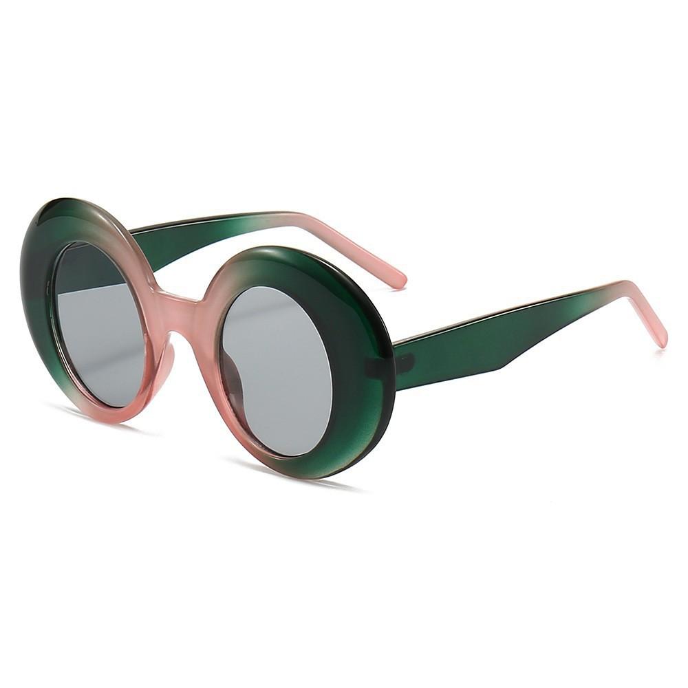 

Retro Fashion Two Color Stitching Oval Women Sunglasses Luxury Rough Edge Casual Trend Men Sun Glasses UV400 as picture