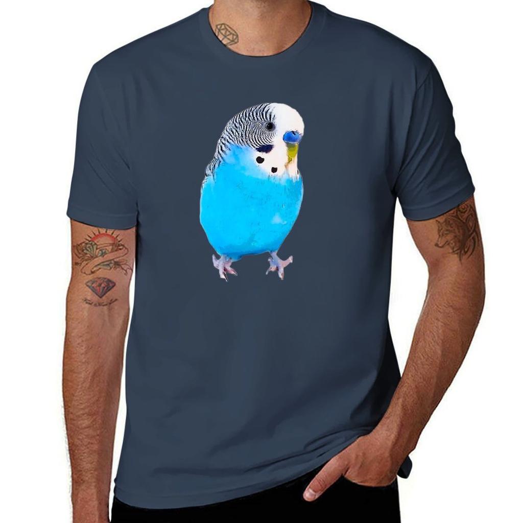 Budgie Blue Cute Bird Art TShirt Plus Size Comfort Fit Tee