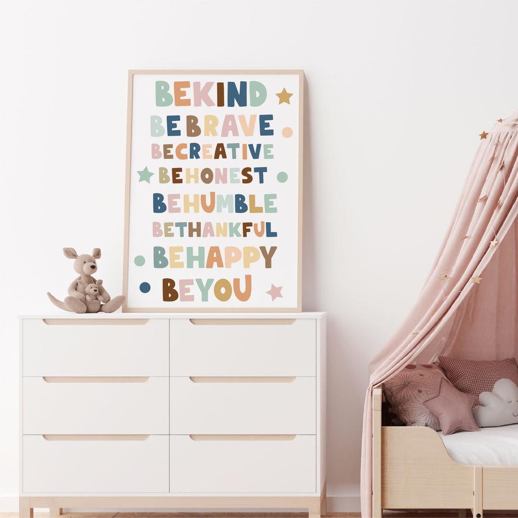 Cartoon wall sticker Bohemian rainbow English decorative wall home kindergarten children's room self-adhesive wall sticker