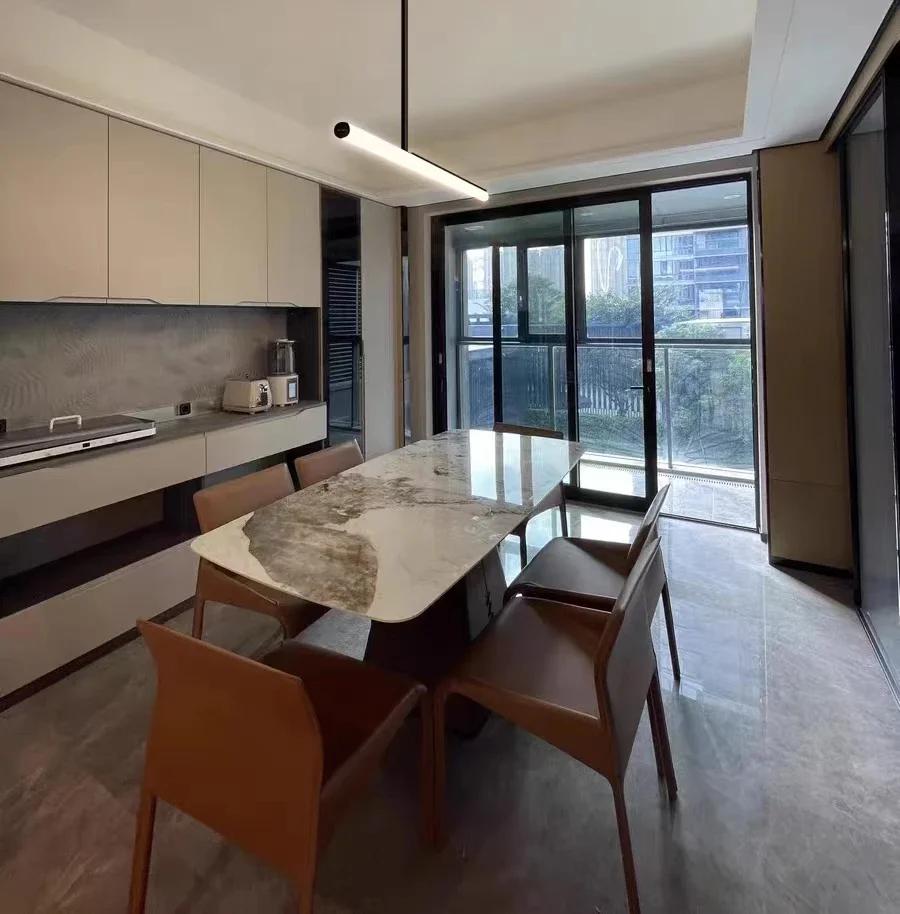 Modern minimalist restaurant pendant light Nordic luxury long tube light dining table creative counter long glossy attic light