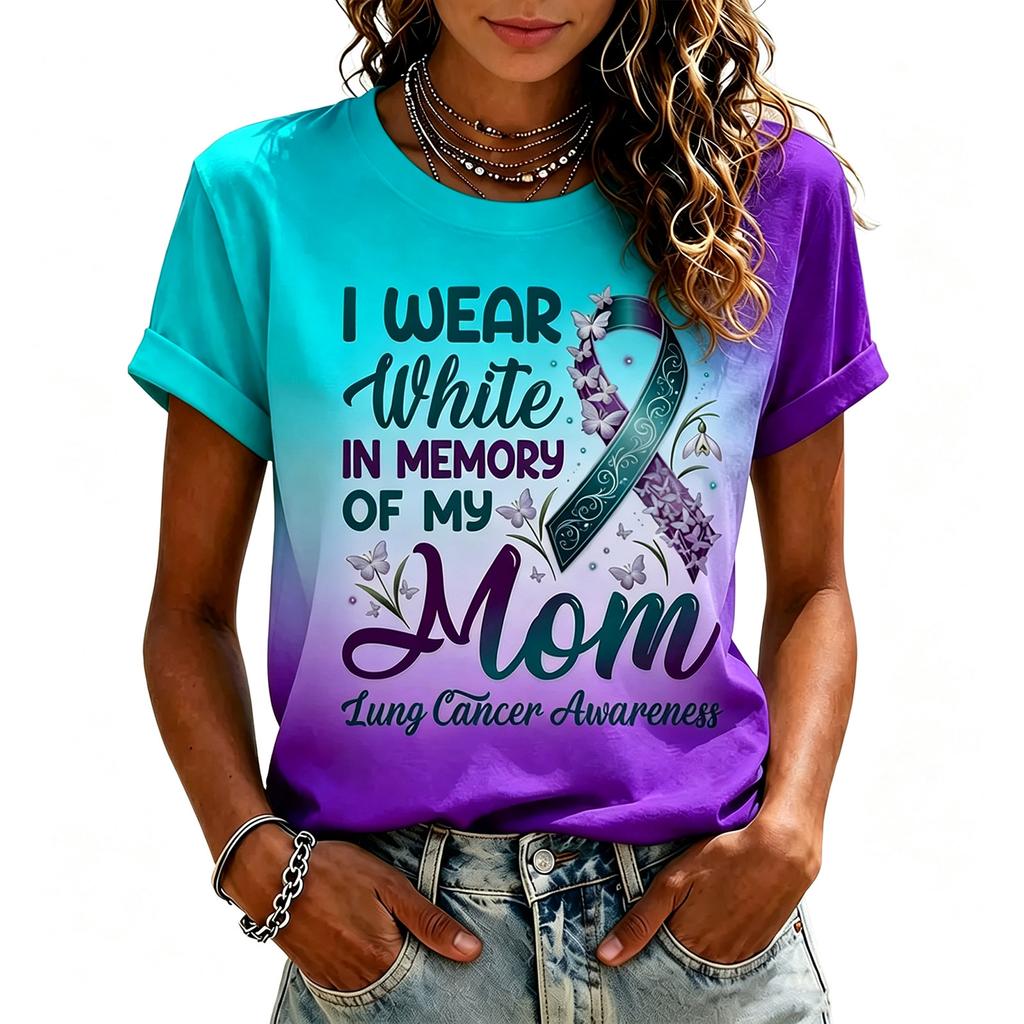Women's Fashion Short Sleeve Printed Neck T-Shirt for Breast