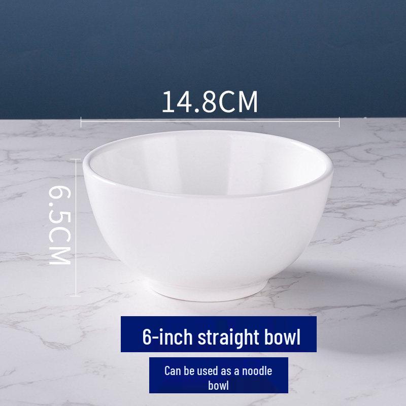 Thickened Ceramic Bowls for Rice, Breakfast, Soup, Noodles - Pure White
