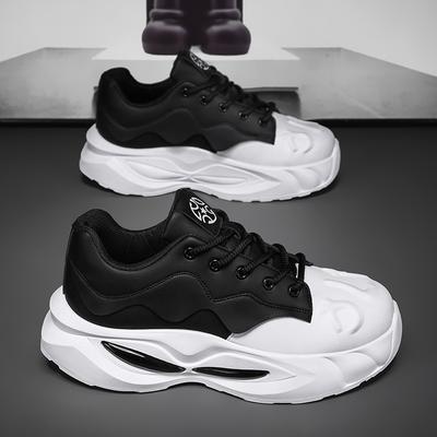 Plattform Herren Designer Weiche Sohle Sportschuhe Mode Freizeit Mikrofaser Leder Obermaterial Erhöhte Plattform Weiße Schuhe Schwarz