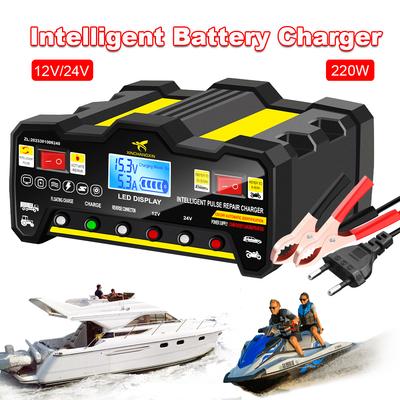 220W Hohe Leistung Bootsbatterieladegeräte Motorboot Motorrad Autobatterie Wartung Intelligenter Puls Reparatur Speicherzelle 24V 12V