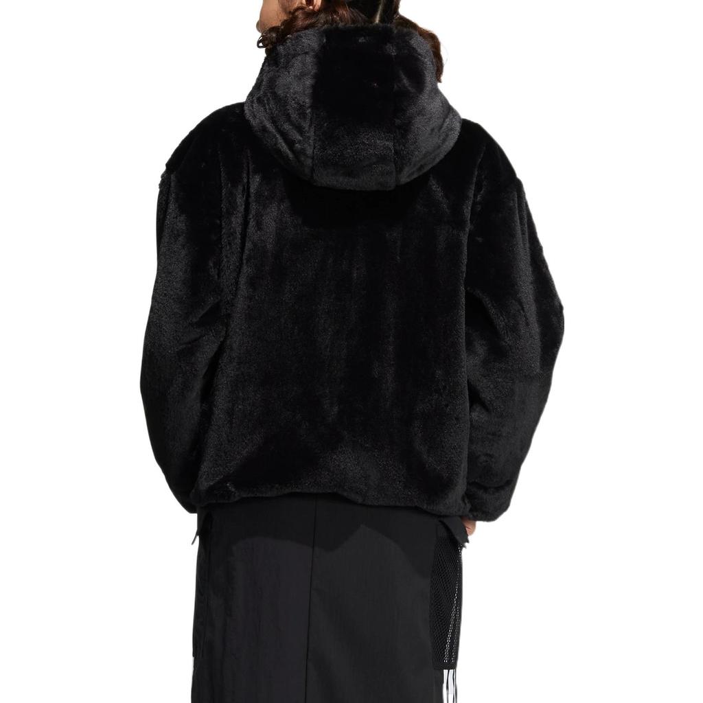 adidas Neo Winter Fell Streifen Zip Hoodie Fleecejacke Damen Oberbekleidung Schwarz HZ2432