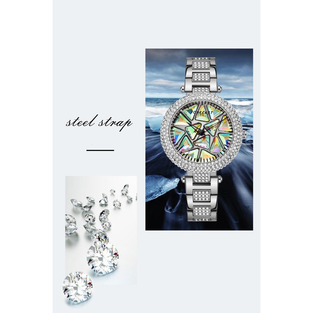 FORE CAST Neue Elegante Quarz Damenuhr Luxus Strassstein Stil Mode Damen Wasserdichte Damenuhr Stahl