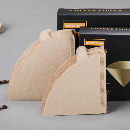 100 ks Jednorázový kužel kávového filtru Nebělené přírodní filtry Papír Káva s hladkou chutí Příslušenství pro překapávač French Press