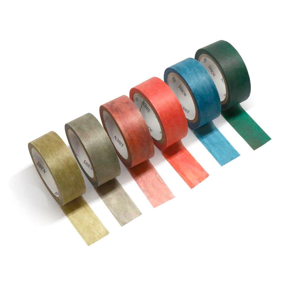 

SAIEN Torn Paper Masking Tape supervised by Miki 15mm 7m Washi paper stationery set for everyday Set, Tamura, wide, roll, (6-color life)