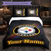 Pittsburgh Steelers Customized Name Text Bedding Set, 1 Duvet Cover & 2 Pillowcases Personalized Bedroom Gift